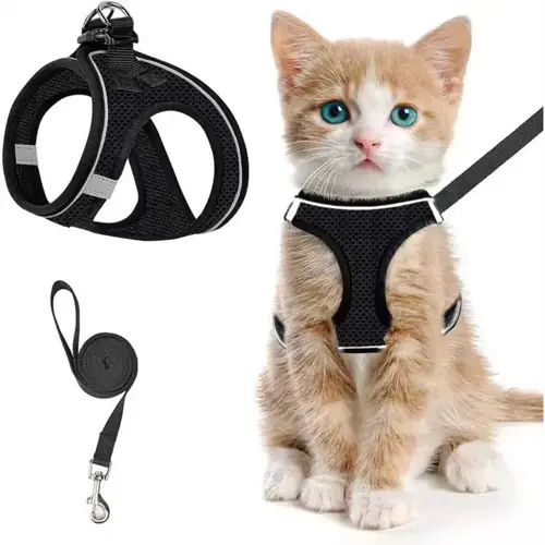 Escape Proof Cat Harness & Leash (≤13 lbs)Adjustable Reflective Soft Mesh Vest for Easy Safe Walks with Leash Included,summerwins